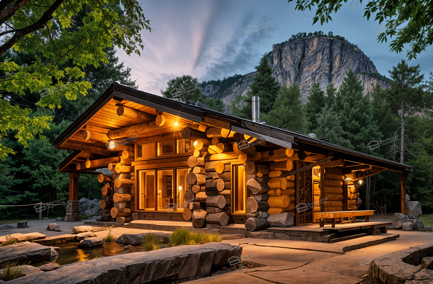 Дом-баня из бревна ручной рубки VZ-623 